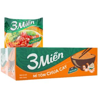 Mì 3 Miền Tôm Chua Cay gói 65g Thùng 30 gói ( Tặng thêm 2 gói trong thùng )